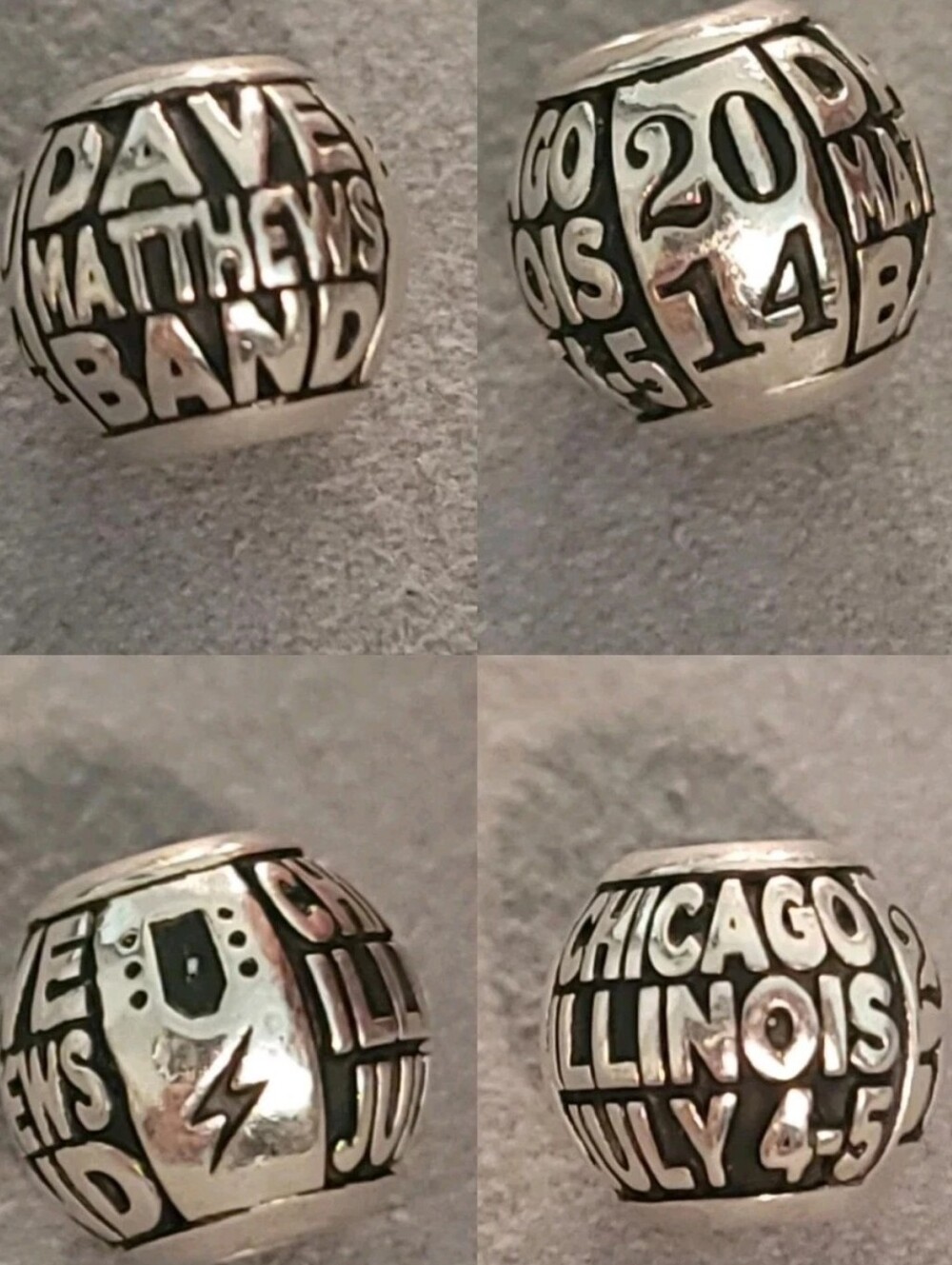 DMB Dave Mathews Silver Bead Charm 2014 Chicago Illinois Tour Limited Edition